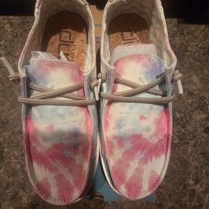 Hey Dude Kids Tie-Dye Moccasins - Pink and Blue